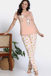 Zivame Farm Lore Knit Cotton Pyajama Set - Almost Apricot — thumbnail 2